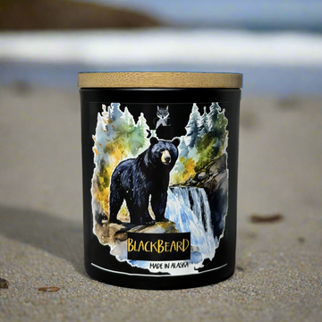 BLACKBEARD COCONUT WAX CANDLE, MADE IN ALASKA, ALASKA MADE, GREY FOX CANDLES, ALASKA CANDLE COMPANY