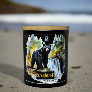 BLACKBEARD COCONUT WAX CANDLE, MADE IN ALASKA, ALASKA MADE, GREY FOX CANDLES, ALASKA CANDLE COMPANY