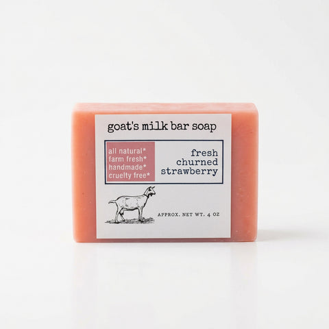 fresh churned strawberry goats milk bar soap, made in alaska, alaska soap, grey fox candles