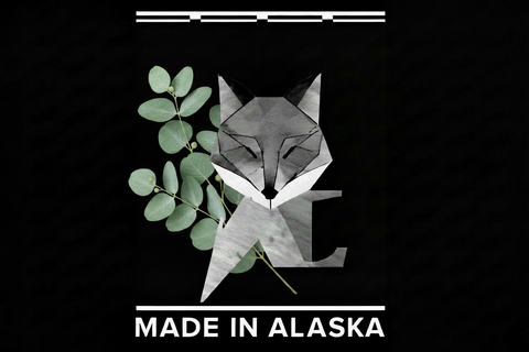 made in alaska grey fox candles, eucalyptus sprig