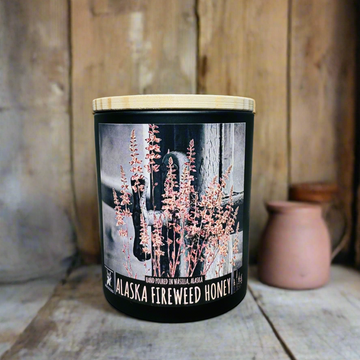 alaska fireweed honey candle, grey fox candles, made in alaska, alaska made, alaska candle company, non-toxic, fireweed