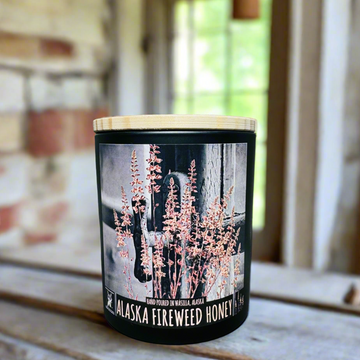 alaska fireweed honey candle, grey fox candles, made in alaska, alaska made, alaska candle company, non-toxic, fireweed