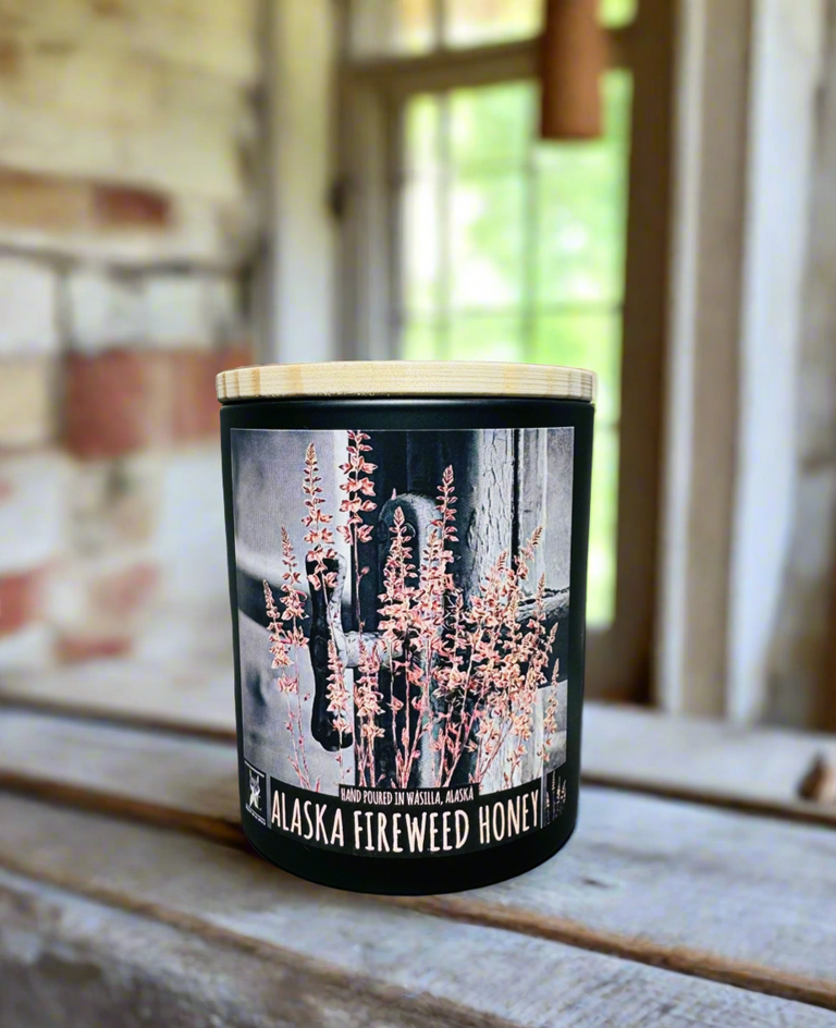 alaska fireweed honey candle, grey fox candles, made in alaska, alaska made, alaska candle company, non-toxic, fireweed