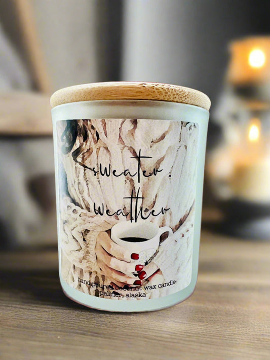 sweater weather candle, grey fox candles