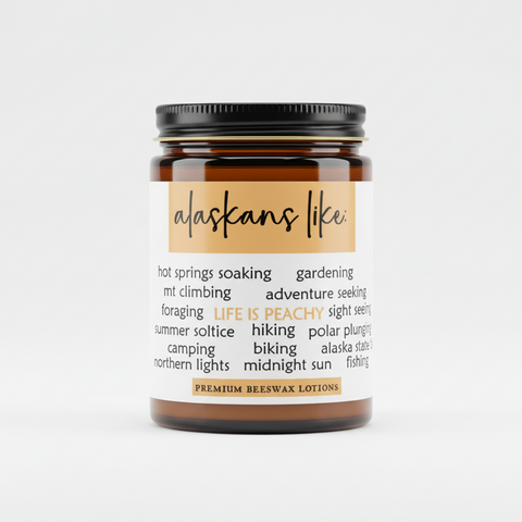Jar of Alaskans Like premium beewax lotion with a label on a white background
