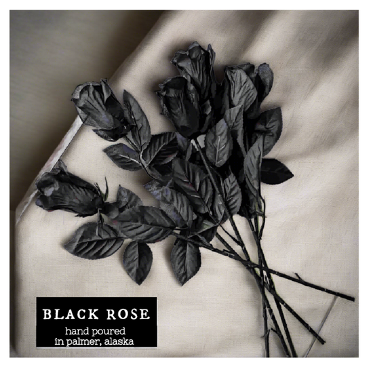 black rose candle, grey fox candles