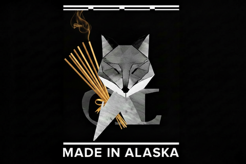 Geometric fox design with 'Made in Alaska' text on a black background