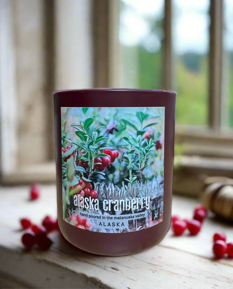 alaska cranberry candle, grey fox candles
