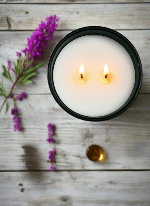 alaska fireweed honey dual flame candle shown from above 