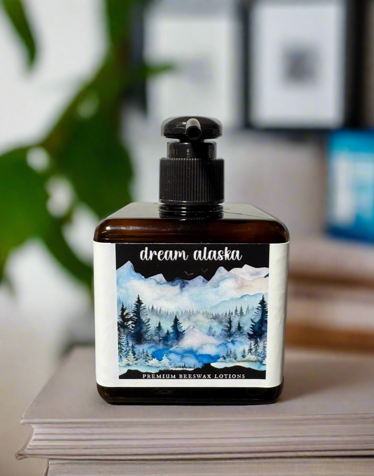 dream alaska  premium beeswax lotion, made in alaska, alaska made, alaska candle company, locally made