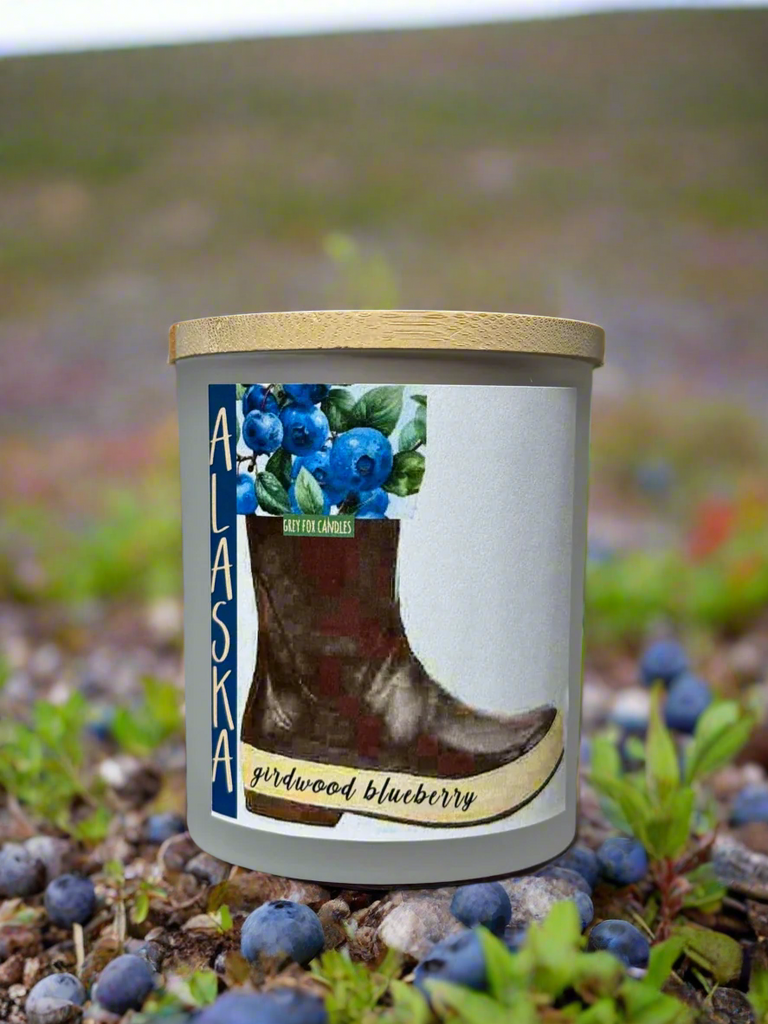 girdwood blueberry, made in alaska, grey fox candles, blueberry candle, top seller, girdwood, alaska