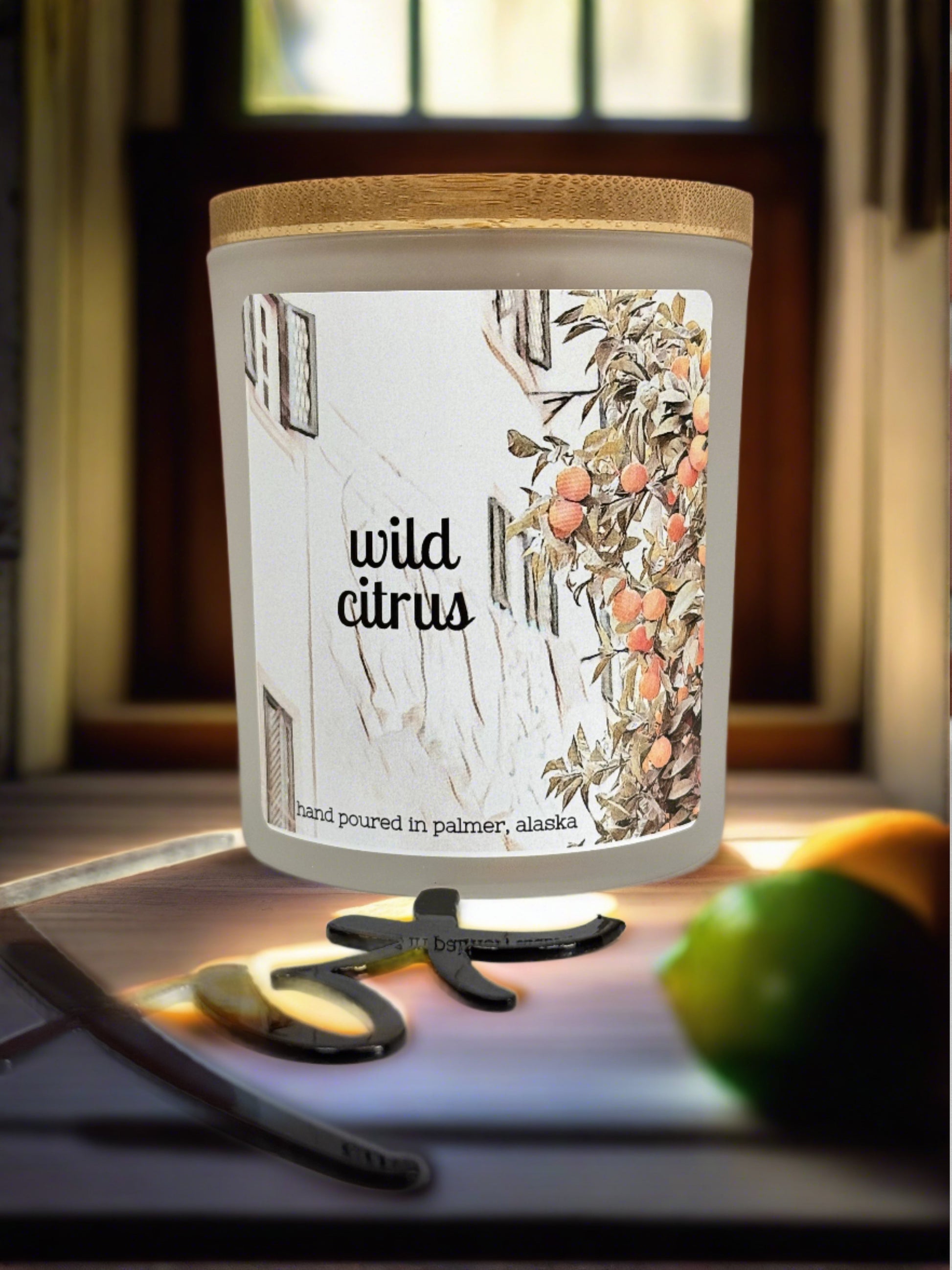 wild citrus candle, grey fox candles