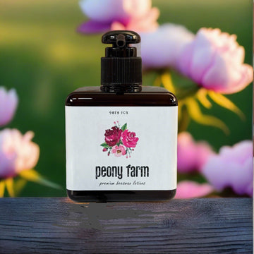 peony farm premium beeswax lotion, grey fox candles