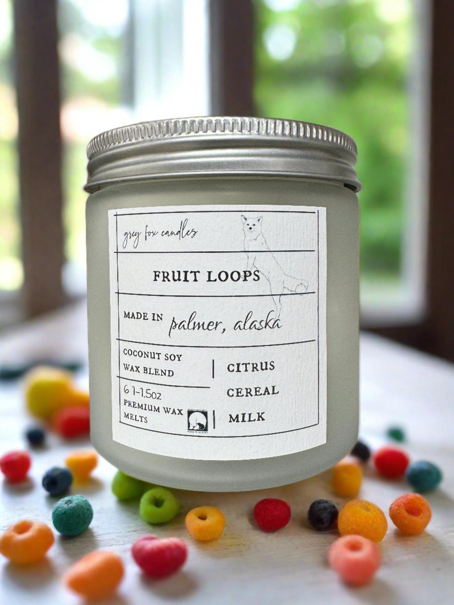 fruit loops premium wax melts, grey fox candles