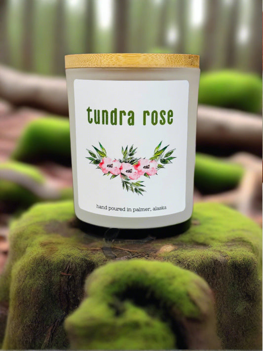 tundra rose candle, grey fox candles