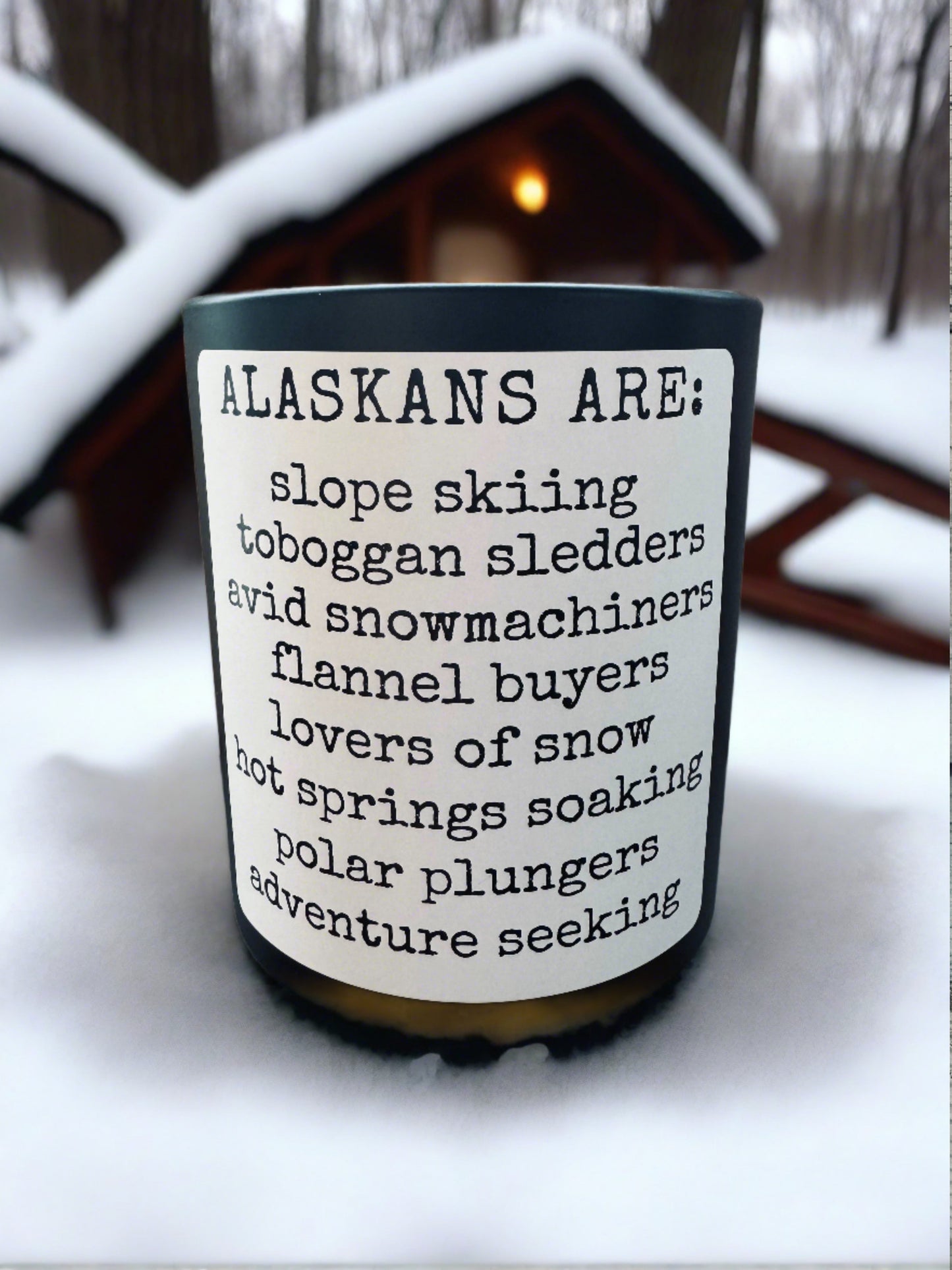 alaskans are winter theme candle, grey fox candle