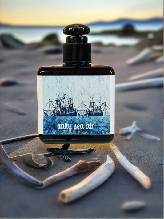 salty sea air premium beeswax lotion, grey fox candles