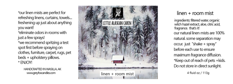 LITTLE ALASKAN CABIN LINEN SPRAY + ROOM MIST