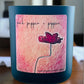 12 oz pink pepper and poppies matte black aura glass candle, grey fox candles