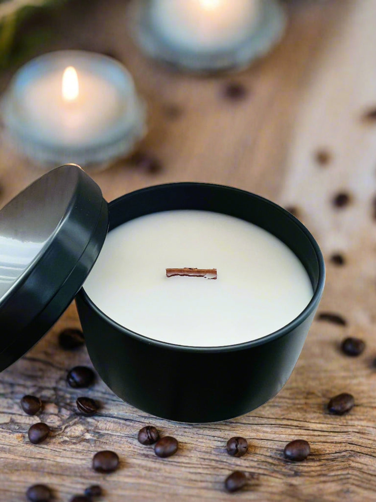 discovery candle, espresso trial candle, grey fox candles